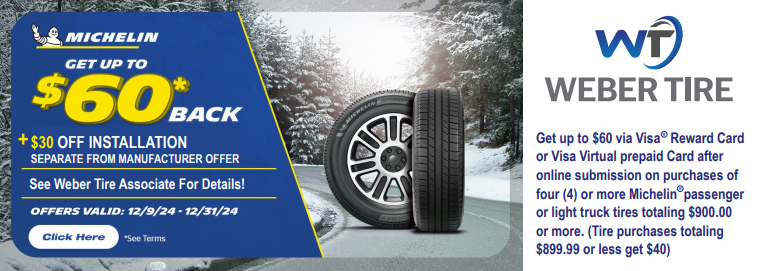 Michelin Tire Sale - $60 Instant Rebate PLUS $30 off Installation